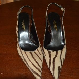 Dolce & Gabbana Pony hair zebra print brown heels